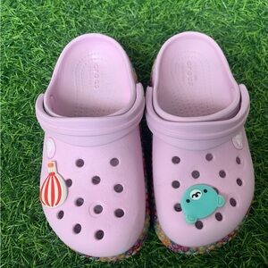 CROCS Kids Light Pink Slippers with Fun Charms
